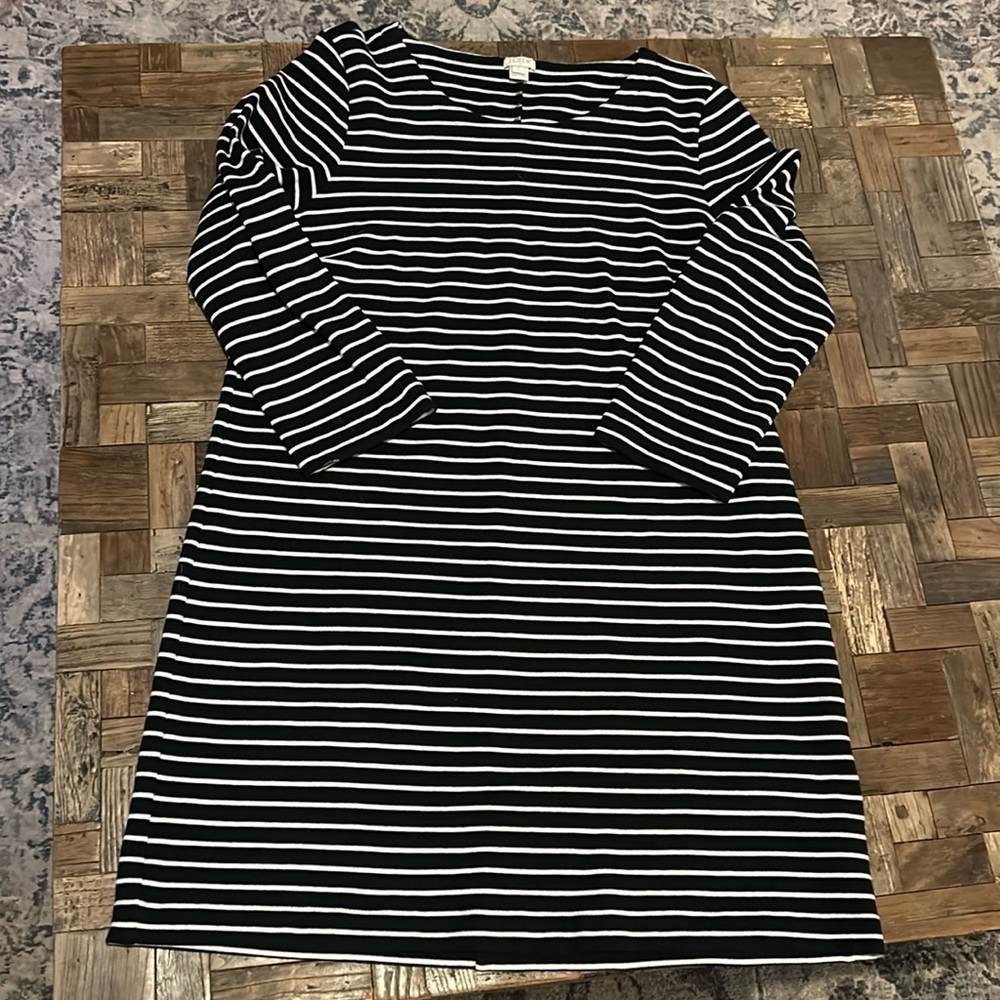 J Crew Stretch Striped Long Sleeve Cotton Dress